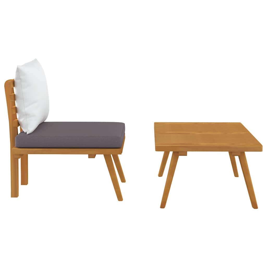 Garden Lounge Set Dark gray Solid acacia wood Medium Modular