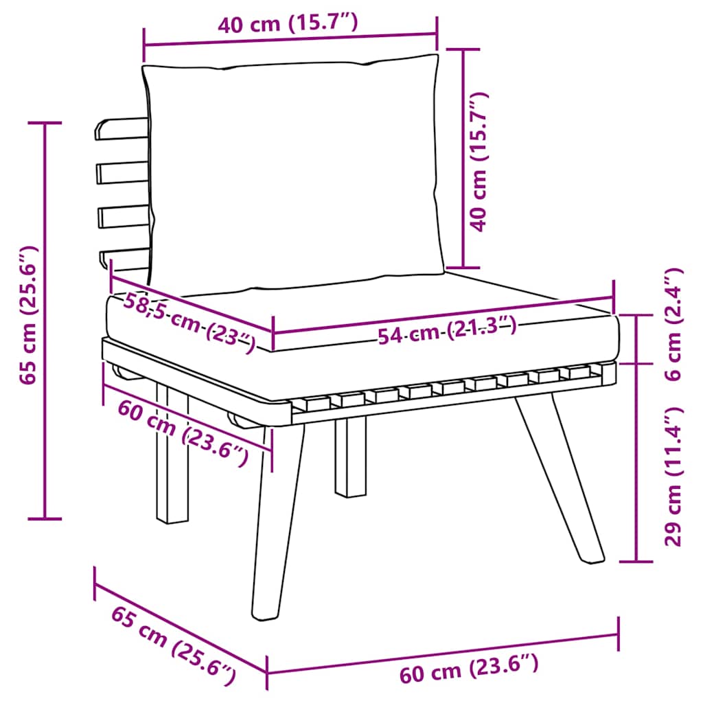 Garden Lounge Set Dark gray Solid acacia wood Medium Modular