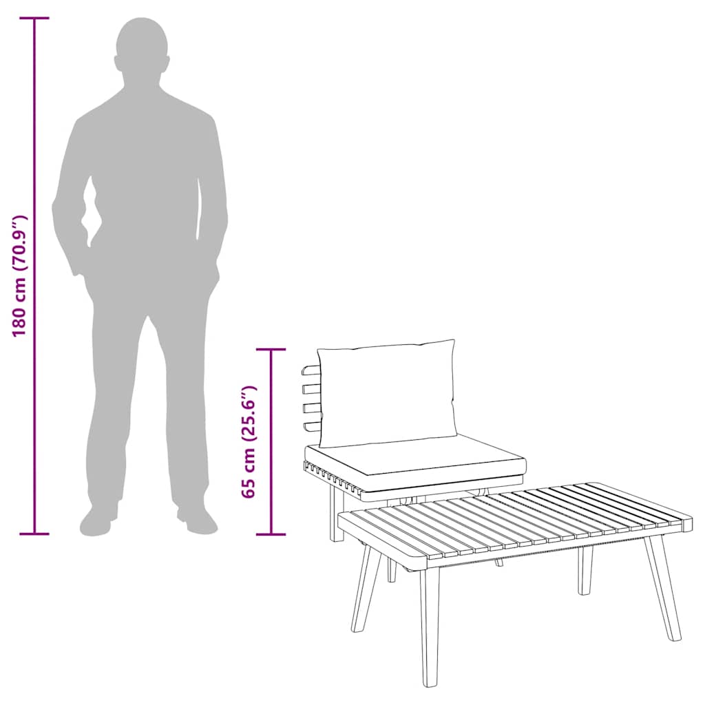 Garden Lounge Set Dark gray Solid acacia wood Medium Modular