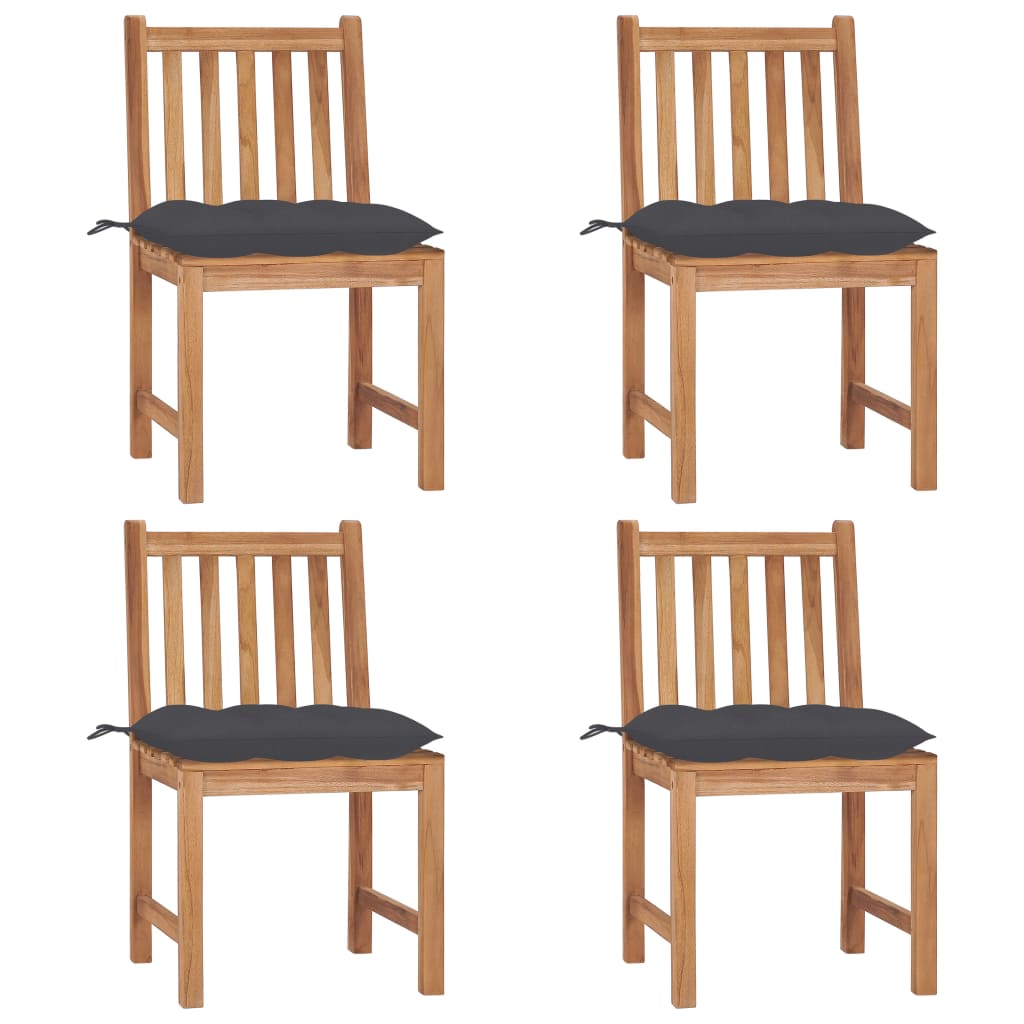 Garden Chair Set of 4 Warm Teak Solid Teak Wood Standard