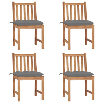 Patio Chair Set of 4 Brown Teak Wood Standard Durable