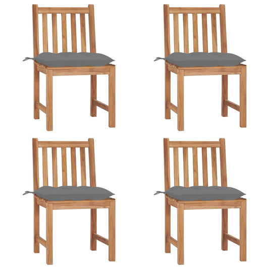 Patio Chair Set of 4 Brown Teak Wood Standard Durable