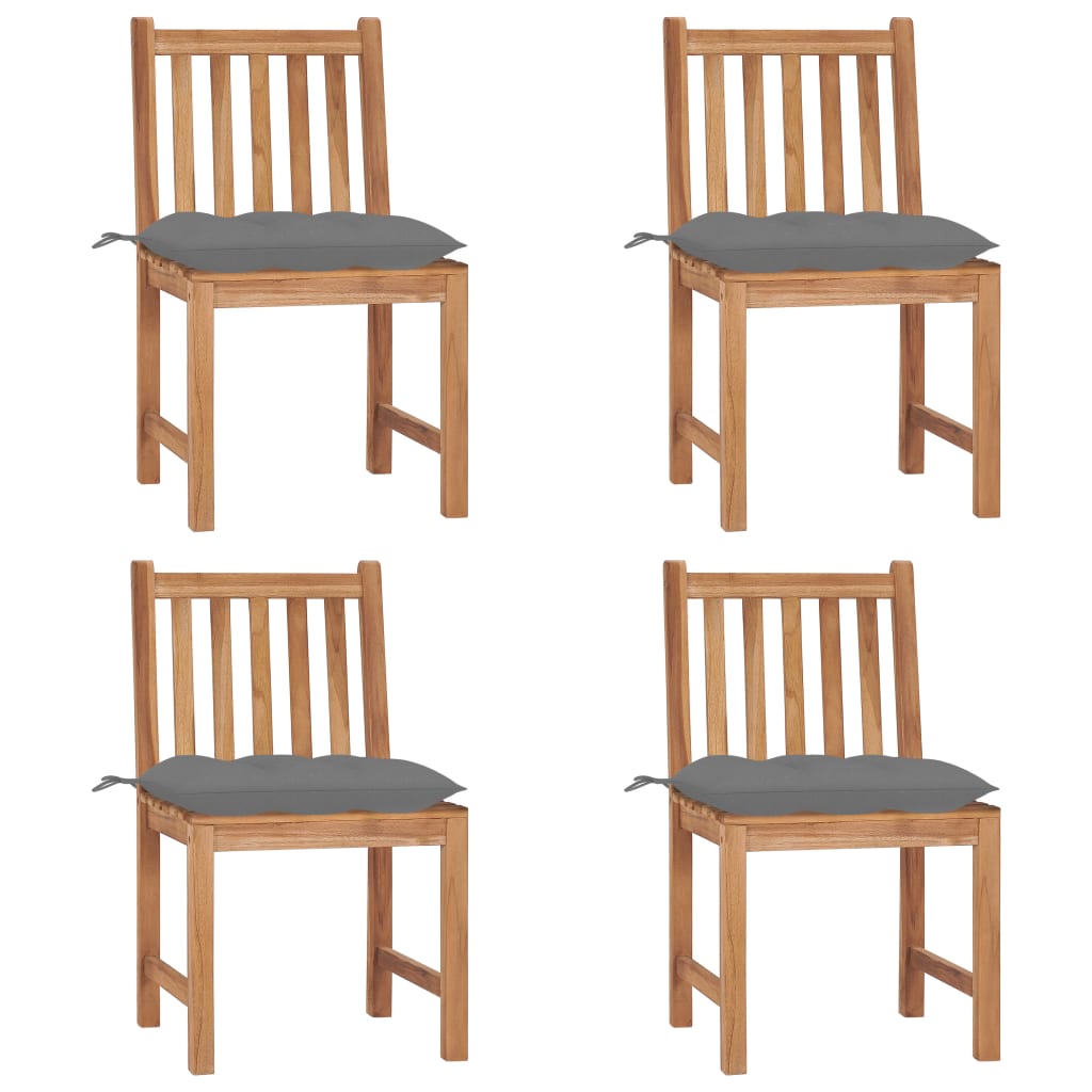 Patio Chair Set of 4 Brown Teak Wood Standard Durable