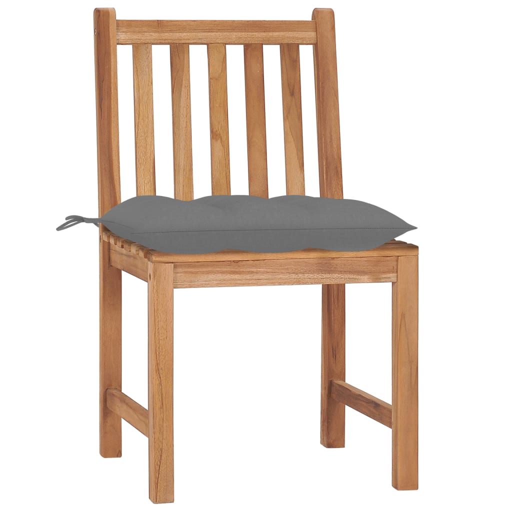 Patio Chair Set of 4 Brown Teak Wood Standard Durable