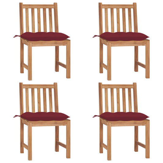 Patio Chair Set of 4 Warm Teak Solid Teak Wood Standard Durable