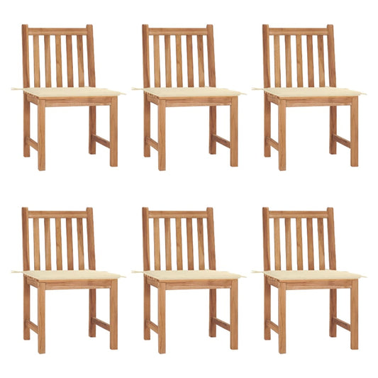 Garden Chair Set of 6 Natural Wood Teak Wood Standard Durable