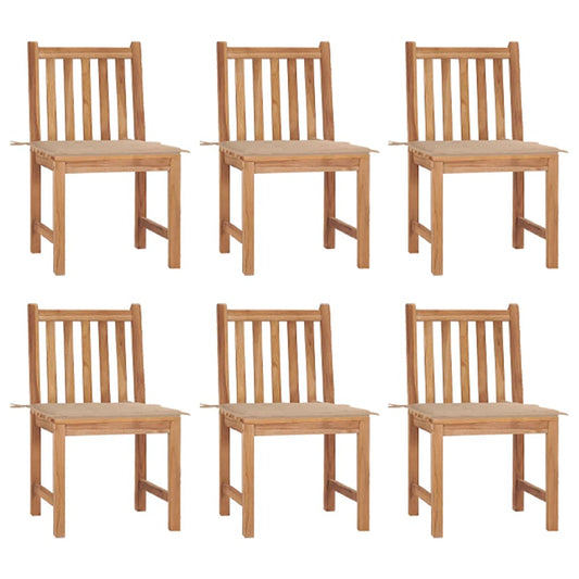 Patio Chair Set of 6 Teak, Beige