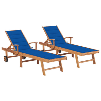 Sun Lounger Set of 2 Royal Blue