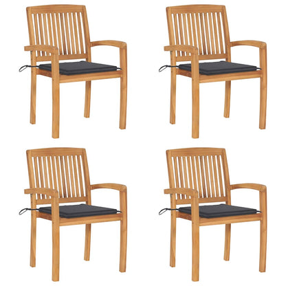 Garden Chair Set of 4 Natural wood Solid teak wood Medium