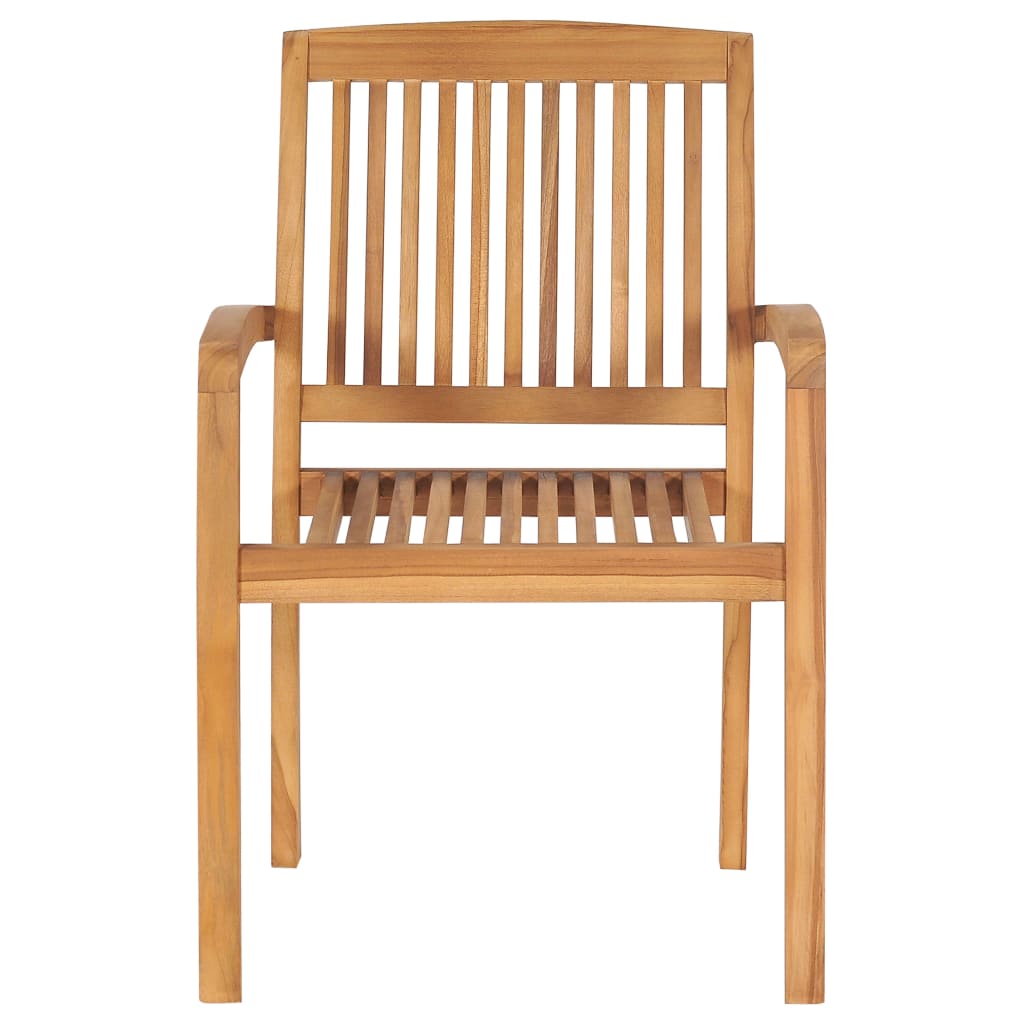 Stacking Patio Chairs with Cushions 4 pcs Solid Teak Wood