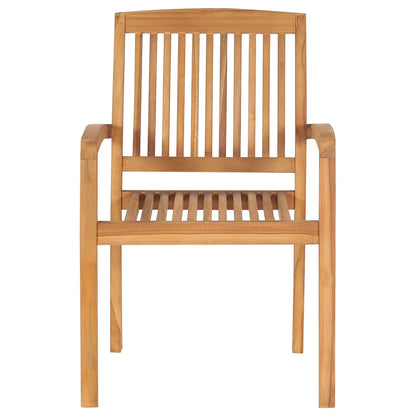 Stacking Patio Chairs with Cushions 4 pcs Solid Teak Wood