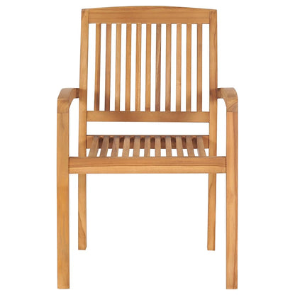 Stacking Patio Chairs with Cushions 4 pcs Solid Teak Wood