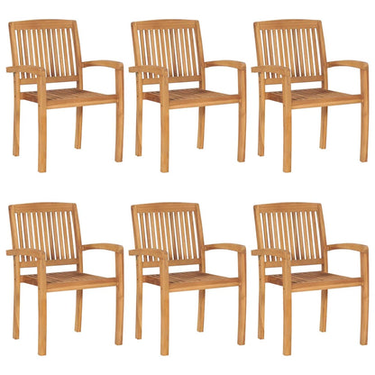 Garden Chair Set of 6 Teak Wood Standard Stackable Garden Chair