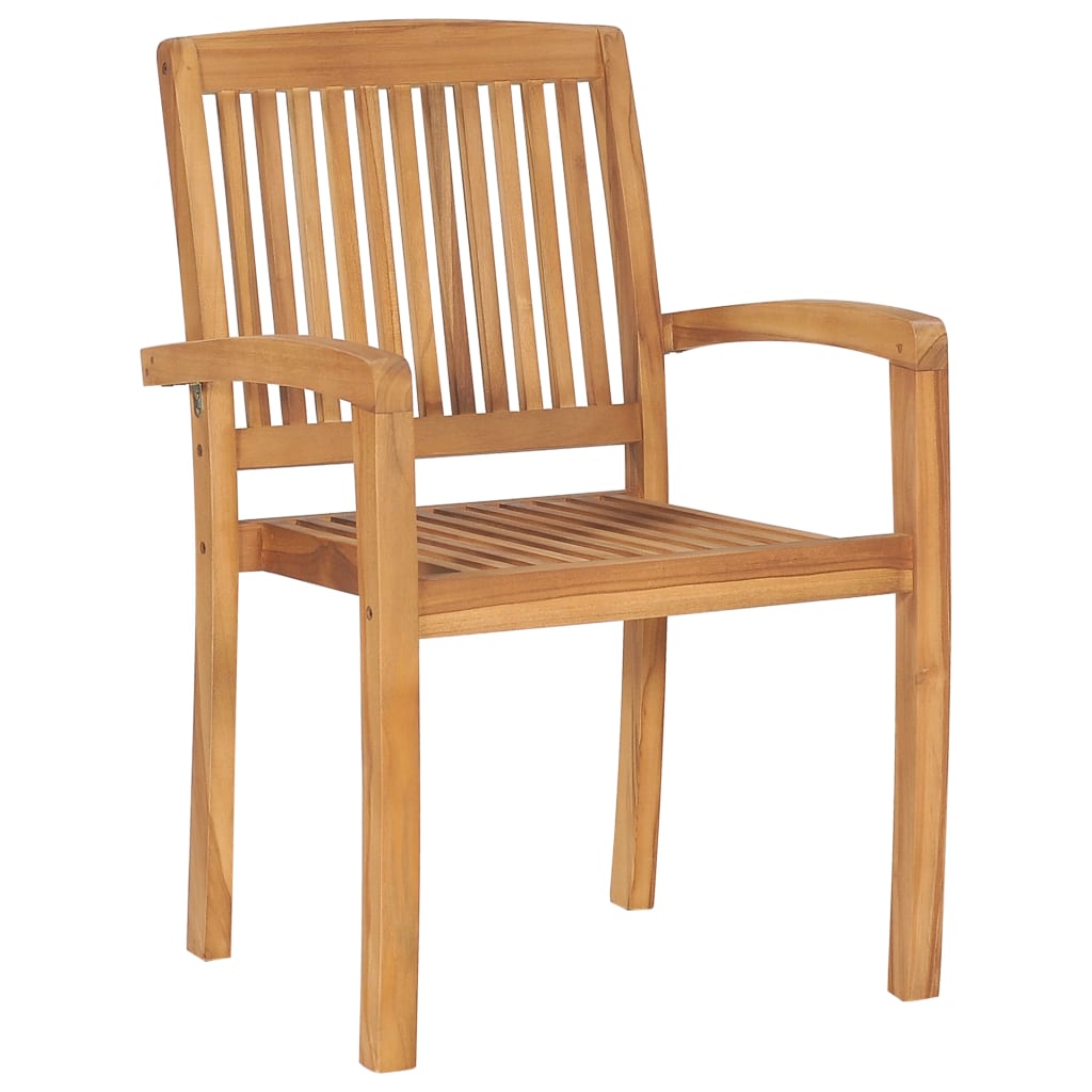 Stacking Patio Chairs with Cushions 6 pcs Solid Teak Wood