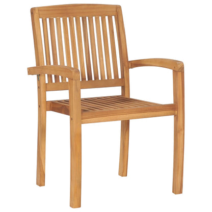 Stacking Patio Chairs with Cushions 6 pcs Solid Teak Wood
