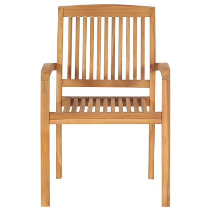 Stacking Patio Chairs with Cushions 6 pcs Solid Teak Wood