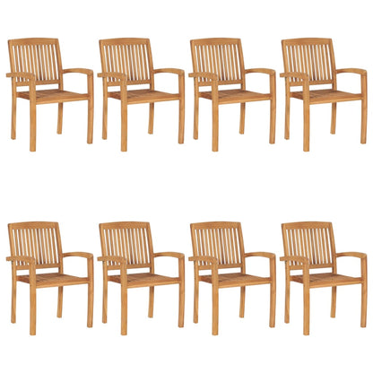 Stacking Patio Chairs with Cushions 8 pcs Solid Teak Wood