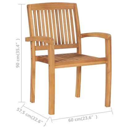 Stacking Patio Chairs with Cushions 8 pcs Solid Teak Wood