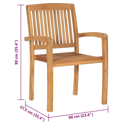 Stacking Patio Chairs with Cushions 8 pcs Solid Teak Wood