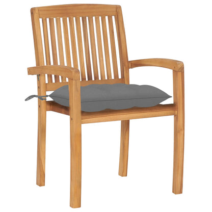 Stacking Patio Chairs with Cushions 8 pcs Solid Teak Wood