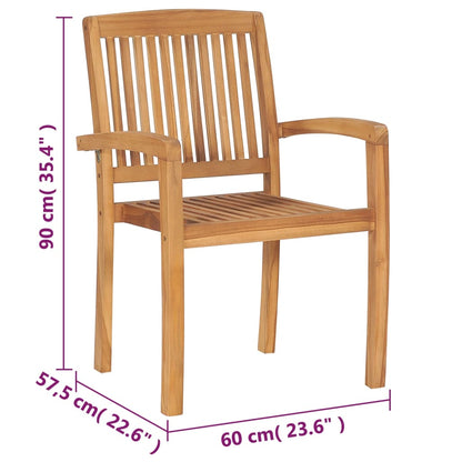 Stacking Patio Chairs with Cushions 8 pcs Solid Teak Wood