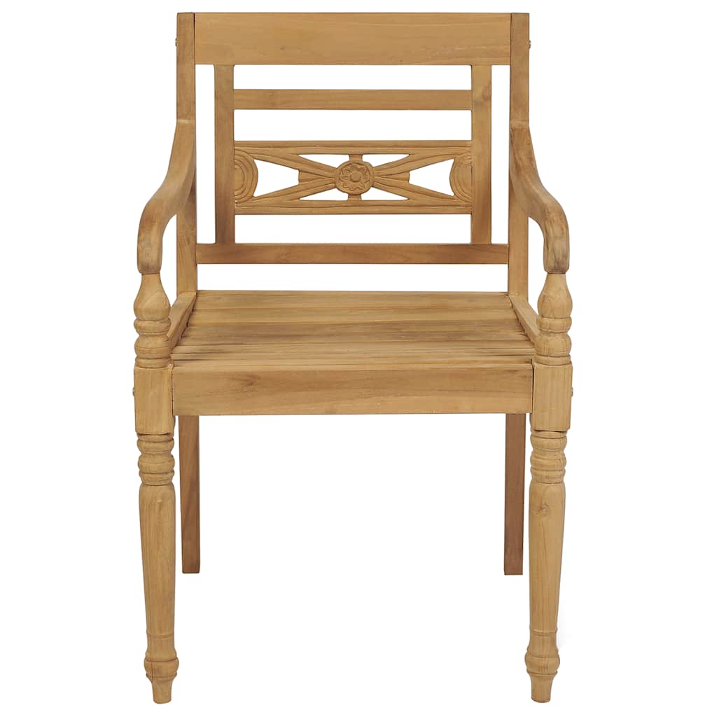 Batavia Chair Set of 6 Teak Wood, Beige Fine sanded teak hardwood