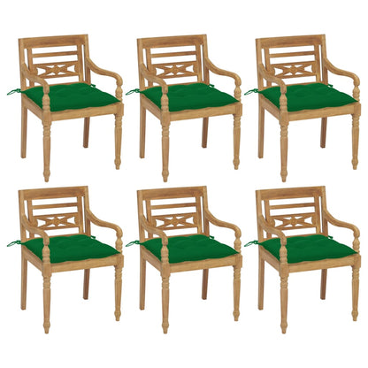 Batavia Chairs with Cushions 6 pcs Solid Teak Wood