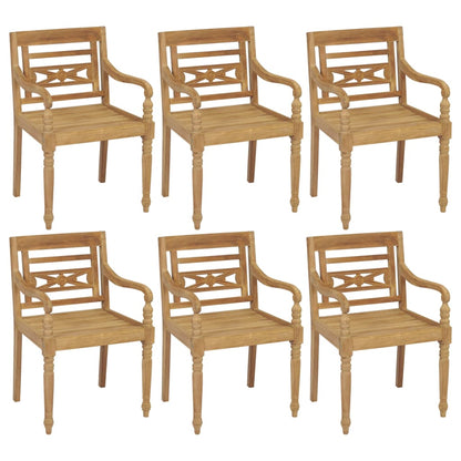 Batavia Chairs with Cushions 6 pcs Solid Teak Wood