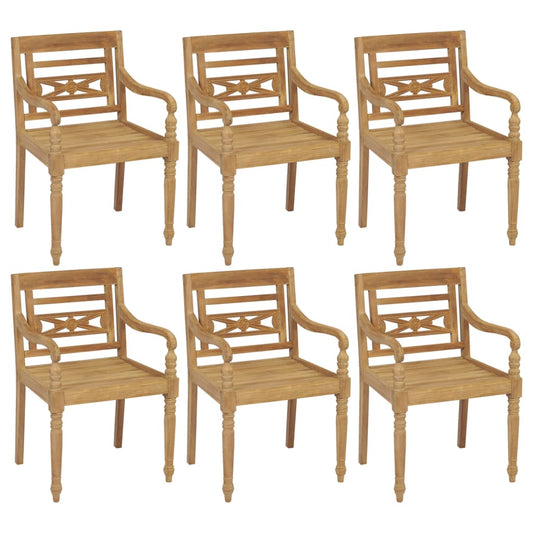 Batavia Chairs with Cushions 6 pcs Solid Teak Wood