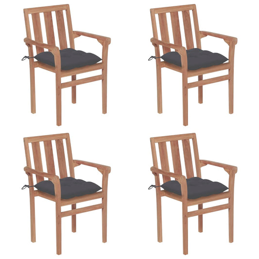 Stackable Chair Set of 4 Warm Brown Fine sanded teak wood