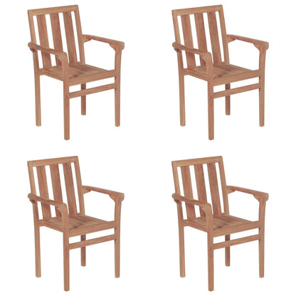 Stackable Chair Set of 4 Warm Brown Fine sanded teak wood
