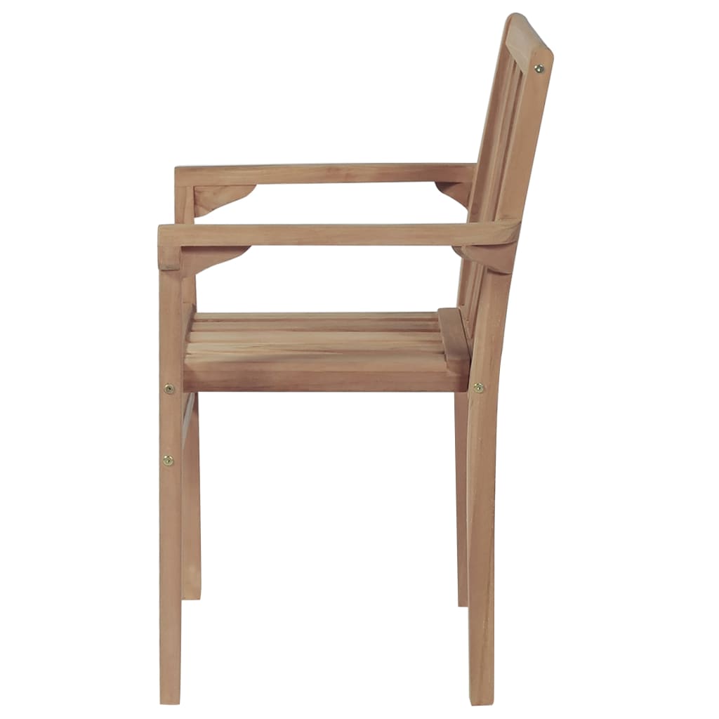 Stackable Chair Set of 4 Warm Brown Fine sanded teak wood