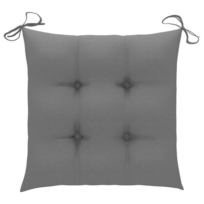 Stackable Chair Set of 4 Teak with Grey Cushions