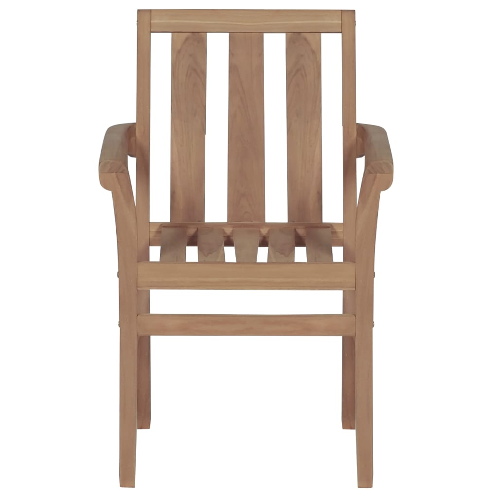 Stackable Chair Set of 4 Teak with Grey Cushions