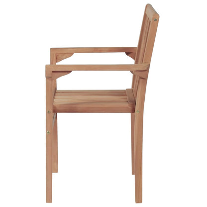 Stackable Chair Set of 4 Teak with Grey Cushions