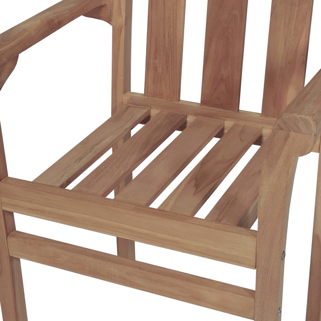 Stackable Chair Set of 4 Teak with Grey Cushions