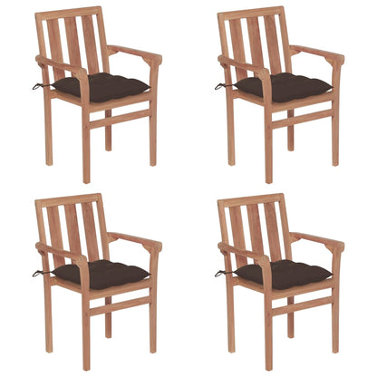 Patio Chair Set of 4 Warm teak Teak wood Standard Stackable