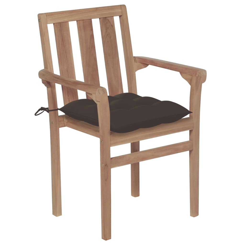 Patio Chair Set of 4 Warm teak Teak wood Standard Stackable