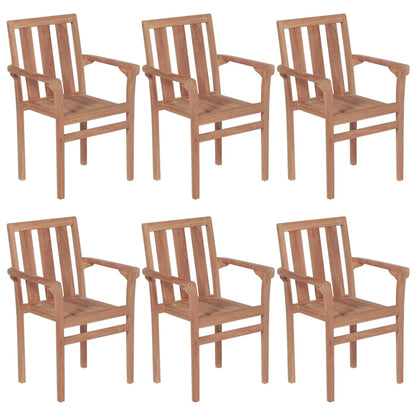 Stackable Patio Chairs with Cushions 6 pcs Solid Teak Wood