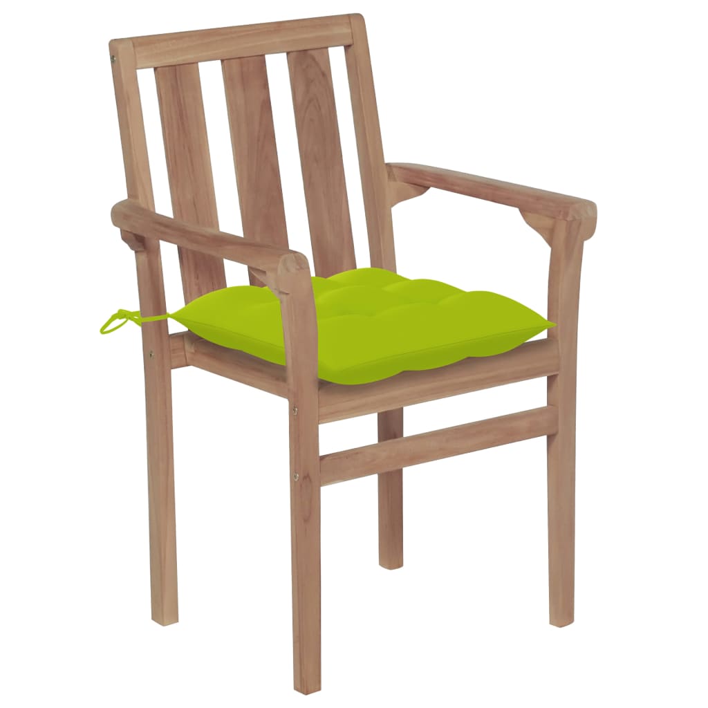 Stackable Patio Chairs with Cushions 6 pcs Solid Teak Wood