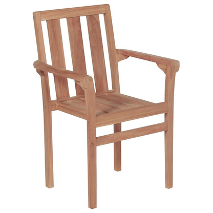 Stackable Chair Set of 8 Warm Teak Solid Teak wood, 100% polyester