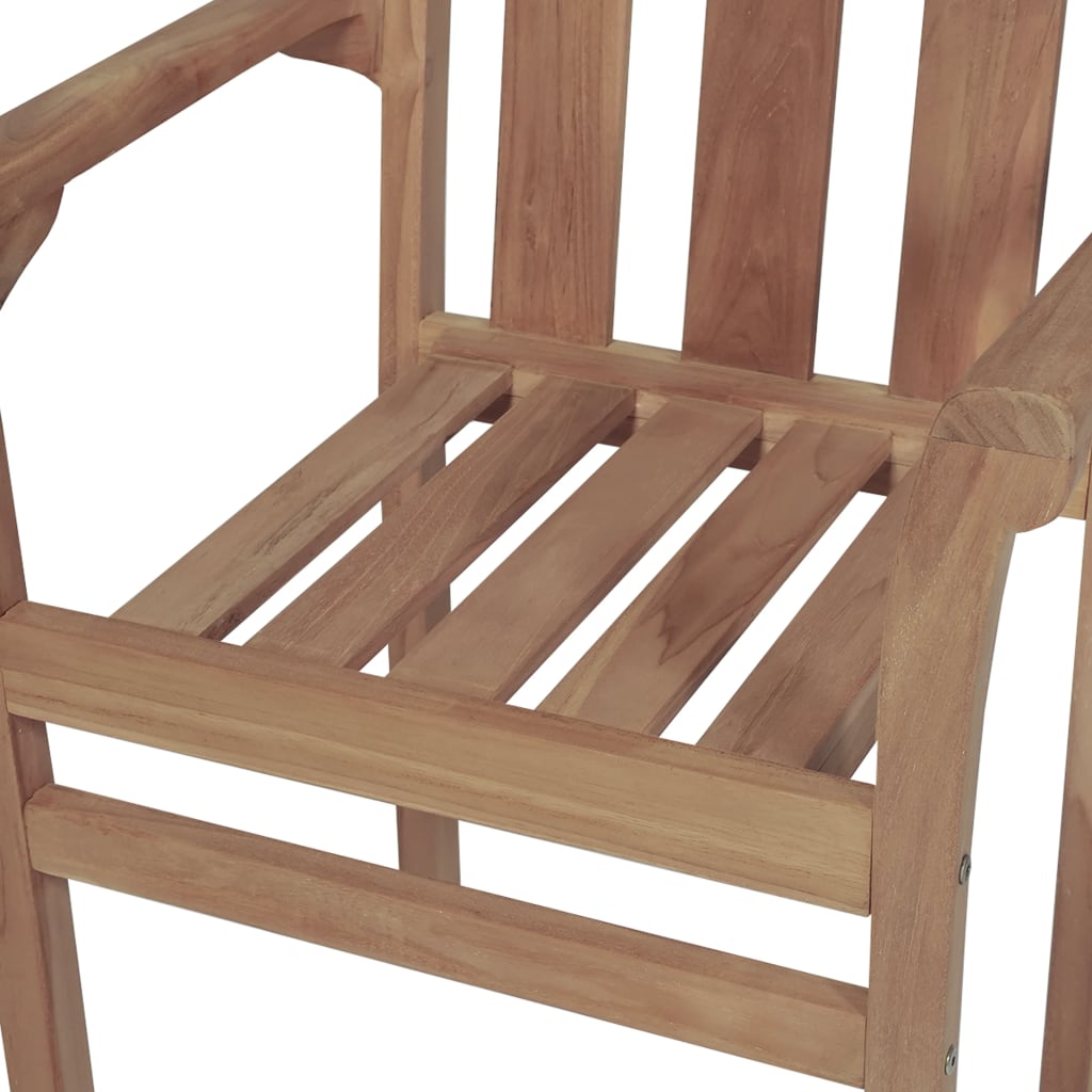 Patio Chair Set of 8 Natural wood, Taupe cushion