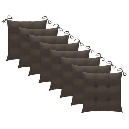 Patio Chair Set of 8 Natural wood, Taupe cushion