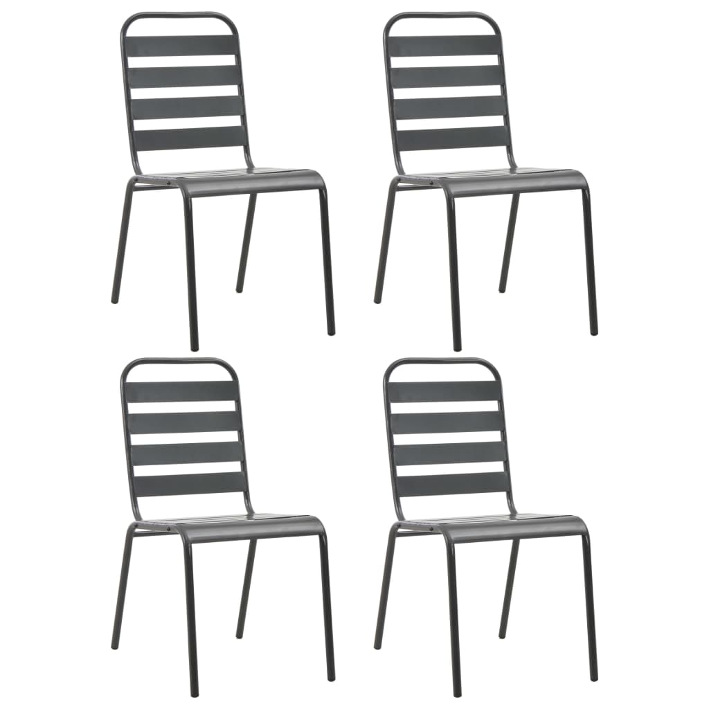 Dining Set Dark Gray Steel with e-coated and powder-coated finish