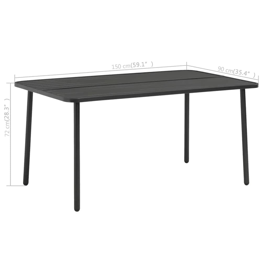 Dining Set Dark Gray Steel with e-coated and powder-coated finish