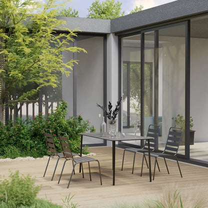 Dining Set Dark Gray Steel with e-coated and powder-coated finish