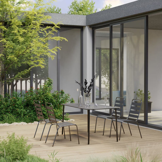 Dining Set Dark Gray Steel with e-coated and powder-coated finish