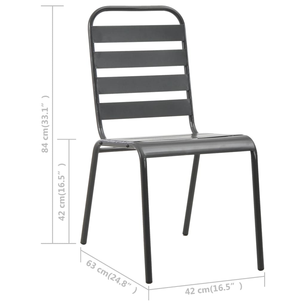 Dining Set Dark gray Steel with e-coated and powder-coated finish