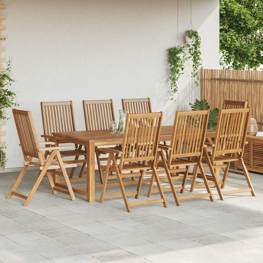 Garden Chair Set of 8 Natural Wood Solid Acacia Wood Standard