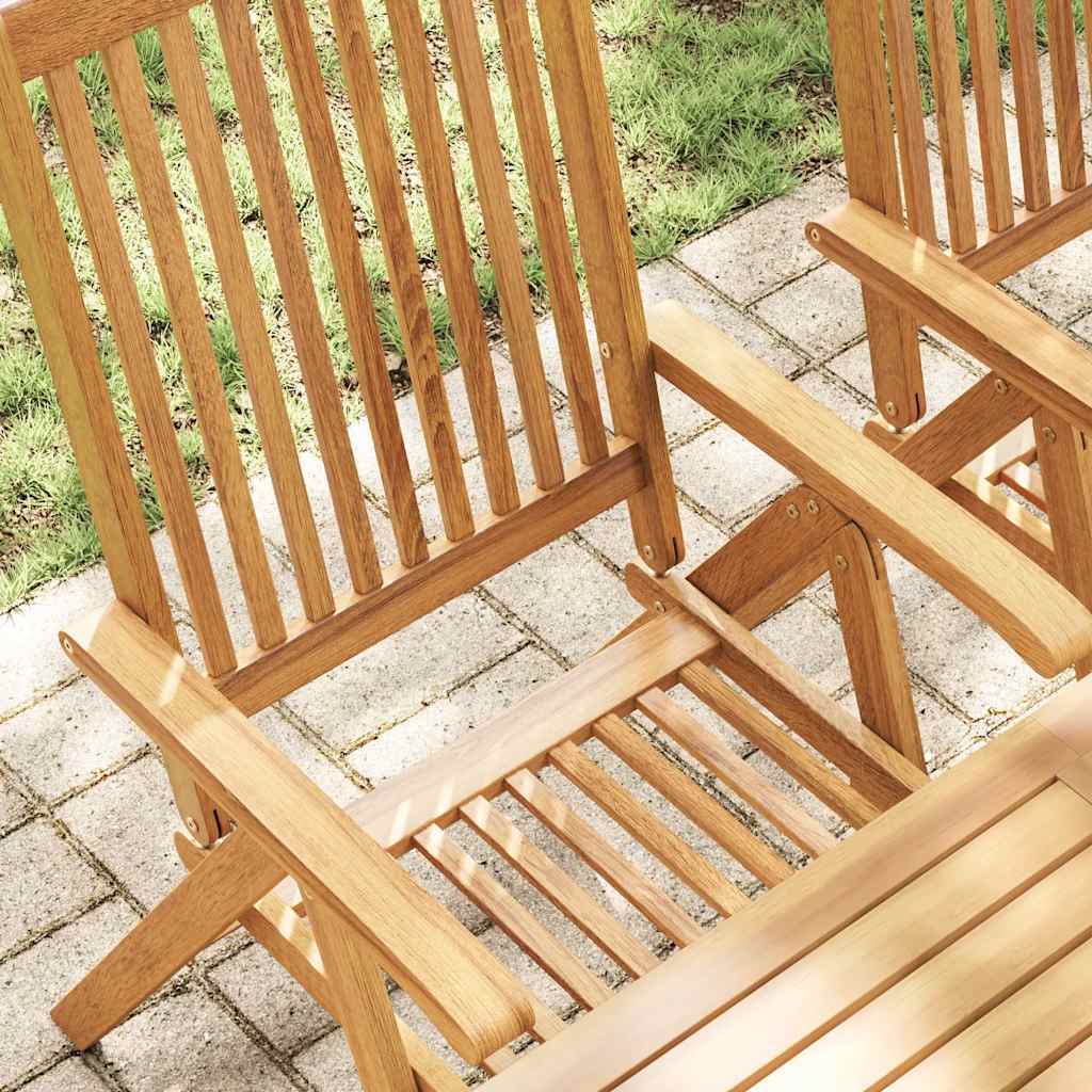 Garden Chair Set of 8 Natural Wood Solid Acacia Wood Standard
